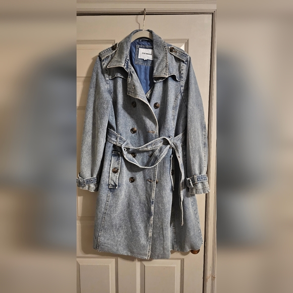Steve Madden Jackets & Blazers - Steve Madden Light Blue Denim Trench Coat